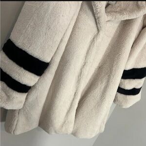 Stoosh Cream and Black Faux Fur Coat
